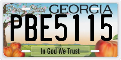 GA license plate PBE5115