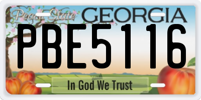 GA license plate PBE5116