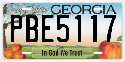 GA license plate PBE5117