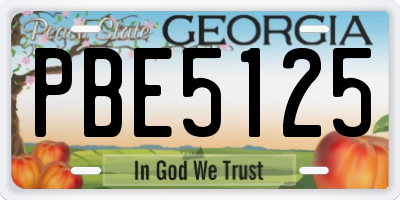 GA license plate PBE5125