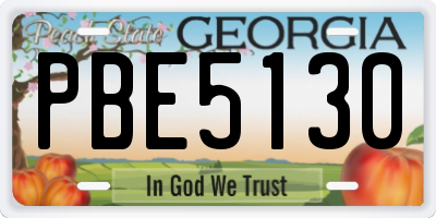 GA license plate PBE5130