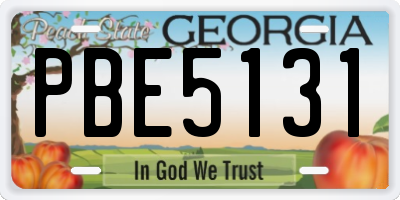GA license plate PBE5131