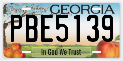 GA license plate PBE5139