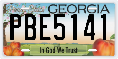 GA license plate PBE5141
