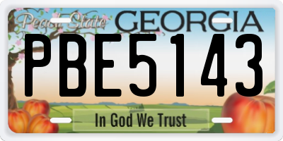 GA license plate PBE5143