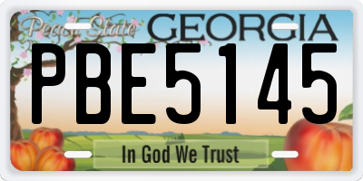 GA license plate PBE5145