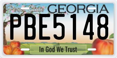 GA license plate PBE5148