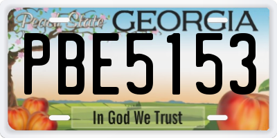 GA license plate PBE5153