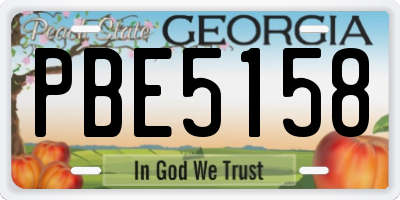 GA license plate PBE5158