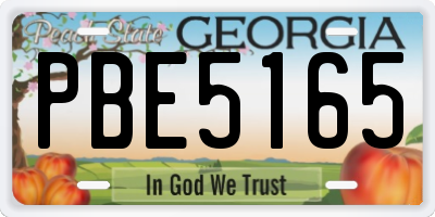 GA license plate PBE5165