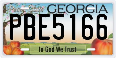 GA license plate PBE5166