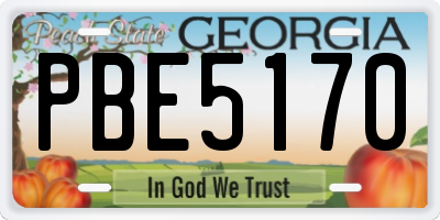 GA license plate PBE5170