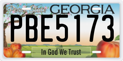 GA license plate PBE5173