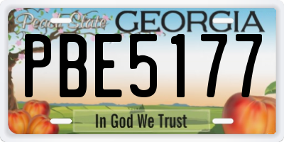 GA license plate PBE5177