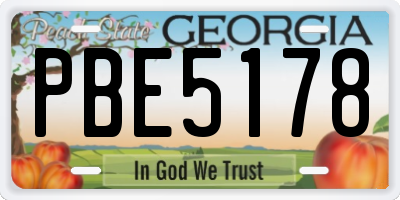 GA license plate PBE5178