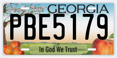 GA license plate PBE5179
