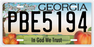 GA license plate PBE5194