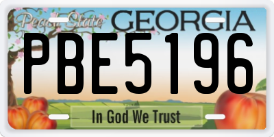 GA license plate PBE5196