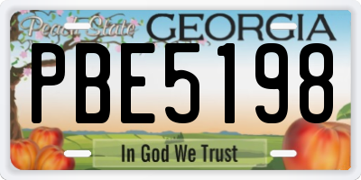 GA license plate PBE5198