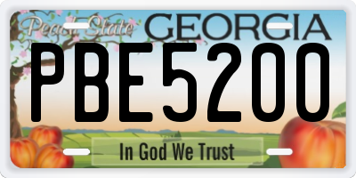 GA license plate PBE5200