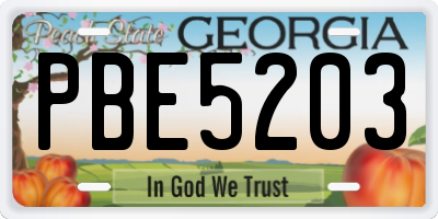 GA license plate PBE5203
