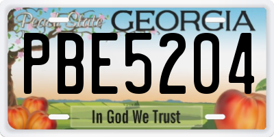 GA license plate PBE5204
