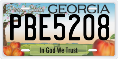 GA license plate PBE5208