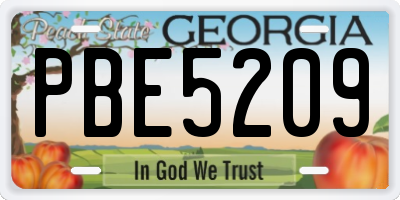 GA license plate PBE5209