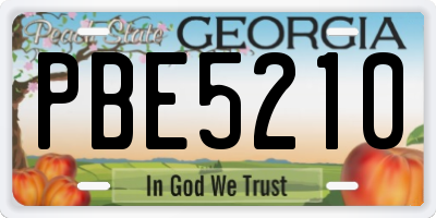 GA license plate PBE5210