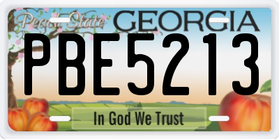 GA license plate PBE5213