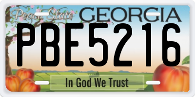 GA license plate PBE5216