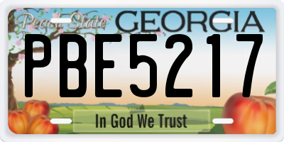GA license plate PBE5217