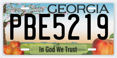 GA license plate PBE5219