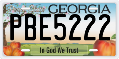 GA license plate PBE5222