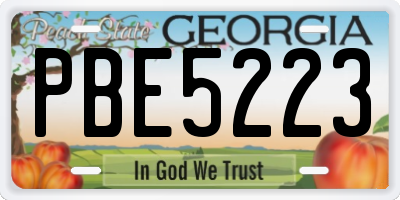 GA license plate PBE5223