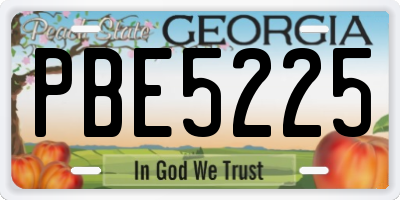 GA license plate PBE5225