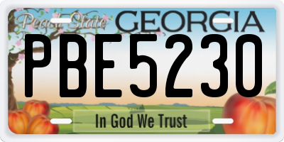 GA license plate PBE5230