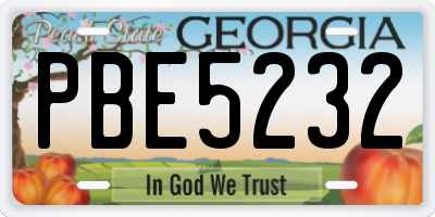 GA license plate PBE5232