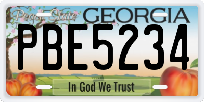 GA license plate PBE5234