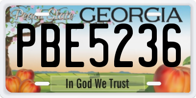 GA license plate PBE5236