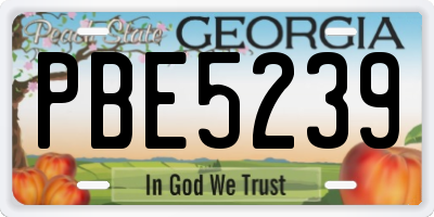 GA license plate PBE5239