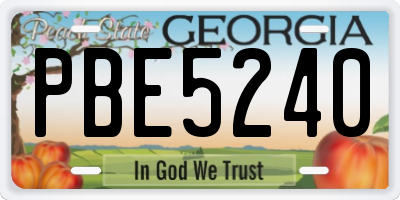 GA license plate PBE5240