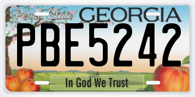 GA license plate PBE5242