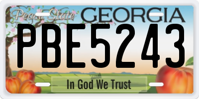 GA license plate PBE5243