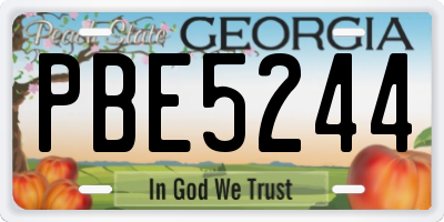 GA license plate PBE5244