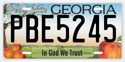 GA license plate PBE5245