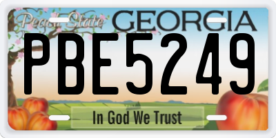 GA license plate PBE5249