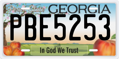 GA license plate PBE5253