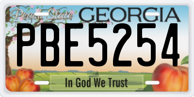 GA license plate PBE5254