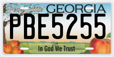 GA license plate PBE5255